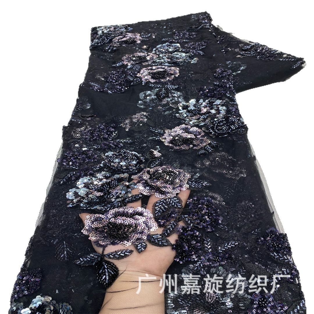Nueva tela bordada tridimensional 3D del sudeste asiático de alta calidad cheongsam vestido vestido bordado tela de encaje africano image 6