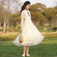 25218少女连衣裙洋气娃娃领仙女裙2025夏季新款初中生学生过膝长