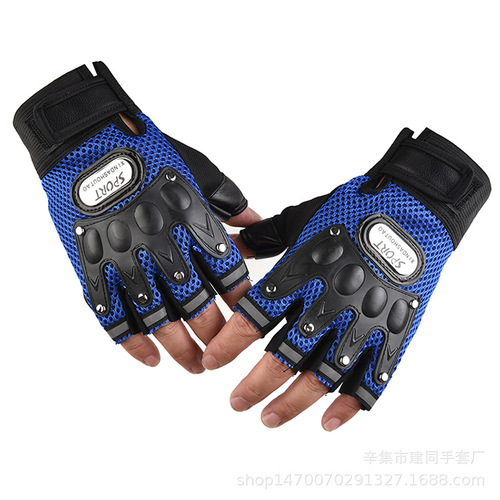 Breathable half-finger cycling gloves for men, motorcycle palm wear-resistant outdoor sports off-road training gloves