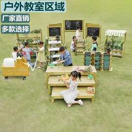 幼儿园户外角色扮演区娃娃家厨房绘画墙贩卖台桌椅游戏屋交通游戏