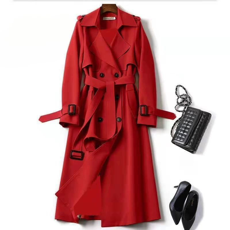 Длинное осеннее trench coat, середина длины, корейский стиль, плюс размер, для подростков, британский стиль, оптовая продажа