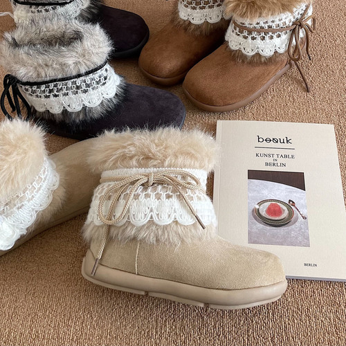 Vintage Casual Versatile Snow Boots for Women 2025 Autumn/Winter New Thick Sole Fluffy Fleece Lined Thick Warm Cotton Shoes