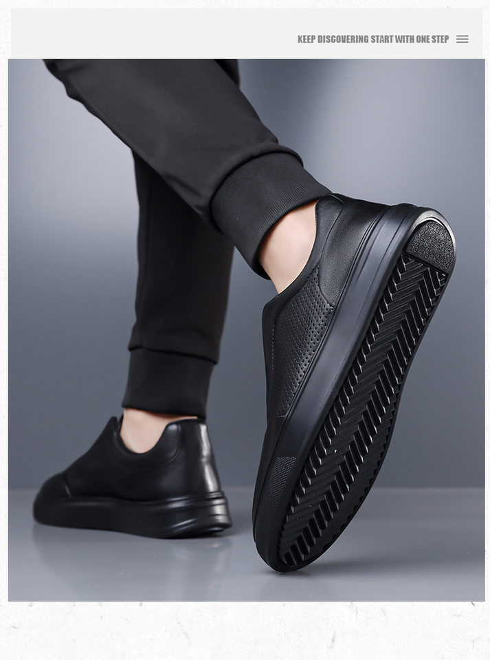 Giày sneaker nam cổ thấp lười xỏ thoáng khí, đế cao su chống trượt, phối màu trắng đen — Màu trắng, màu đen chi tiết 21