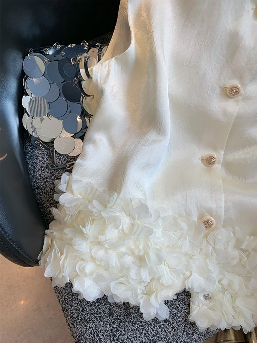Áo vest nữ không tay viền hoa nổi, kiểu dáng giảm béo mùa hè phong cách Hàn Quốc — Màu sắc hình ảnh chính