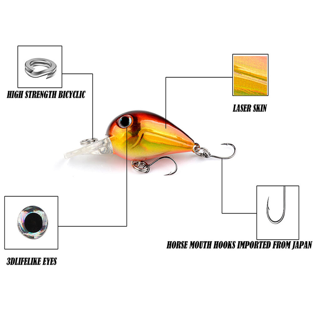 Nuevo producto 4,5 cm/2,5 Luya cebo pequeño roca flotante mini micro cebo falso bajo deformado boca de caballo cebo duro corriente