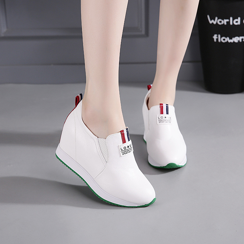 Spring and Autumn Loafers with Pointed Toe, Height-Increasing Casual Low-Top Shoes with Elastic Band, Slip-On Women's Shoes, Wenzhou Shoes, White Shoes
