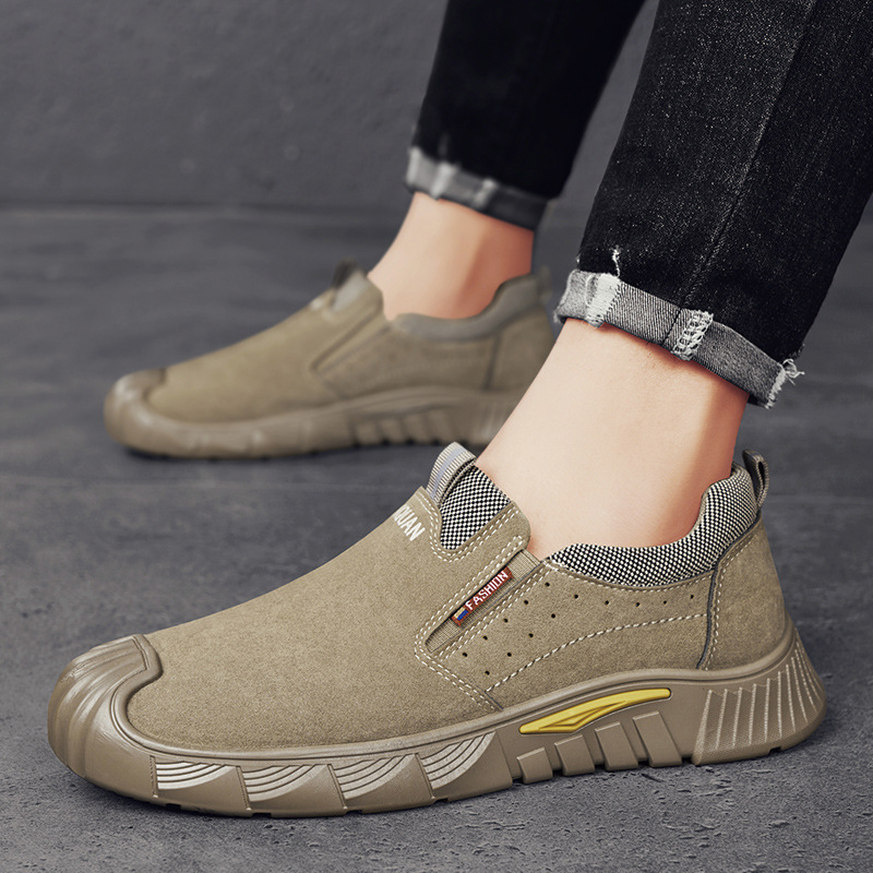 Otoño nuevos zapatos de protección laboral, zapatos de trabajo antideslizantes de suela gruesa, zapatos de trabajo de moda, zapatos casuales para hombres