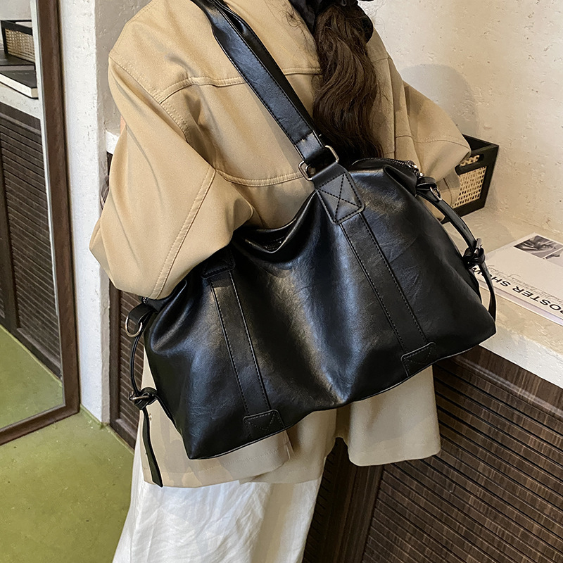 秋冬复古大容量手提包女式包包2025新款休闲托特包单肩斜挎旅行包|undefined