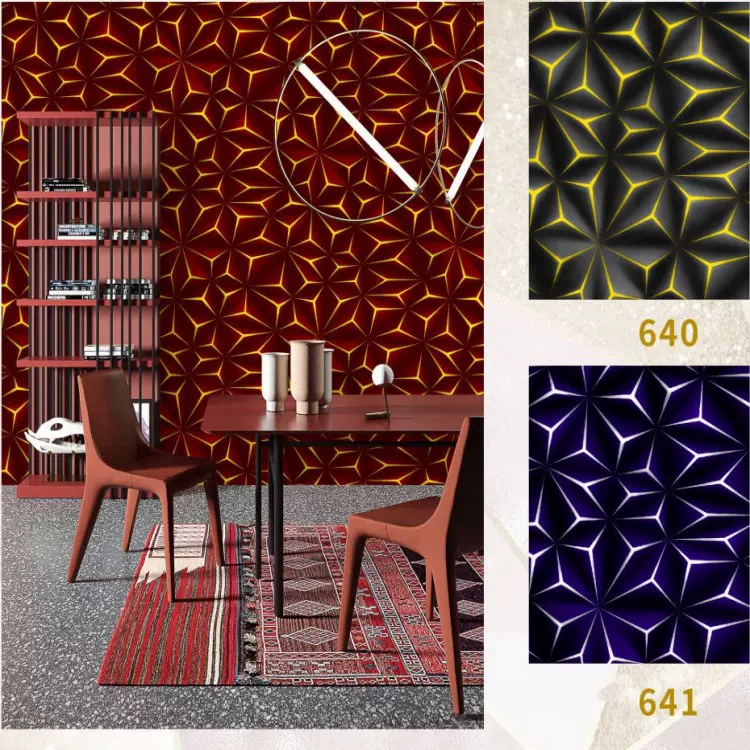 3d简约抽象几何PVC壁纸KTV酒吧背景墙特色壁纸外贸出口热销厂家