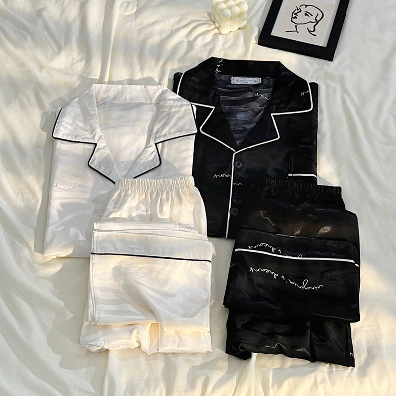 Pijamas de pareja de alto grado primavera y otoño seda de hielo manga larga celebridad de Internet 2023 Nuevo más tamaño ropa de hogar de seda para hombre invierno