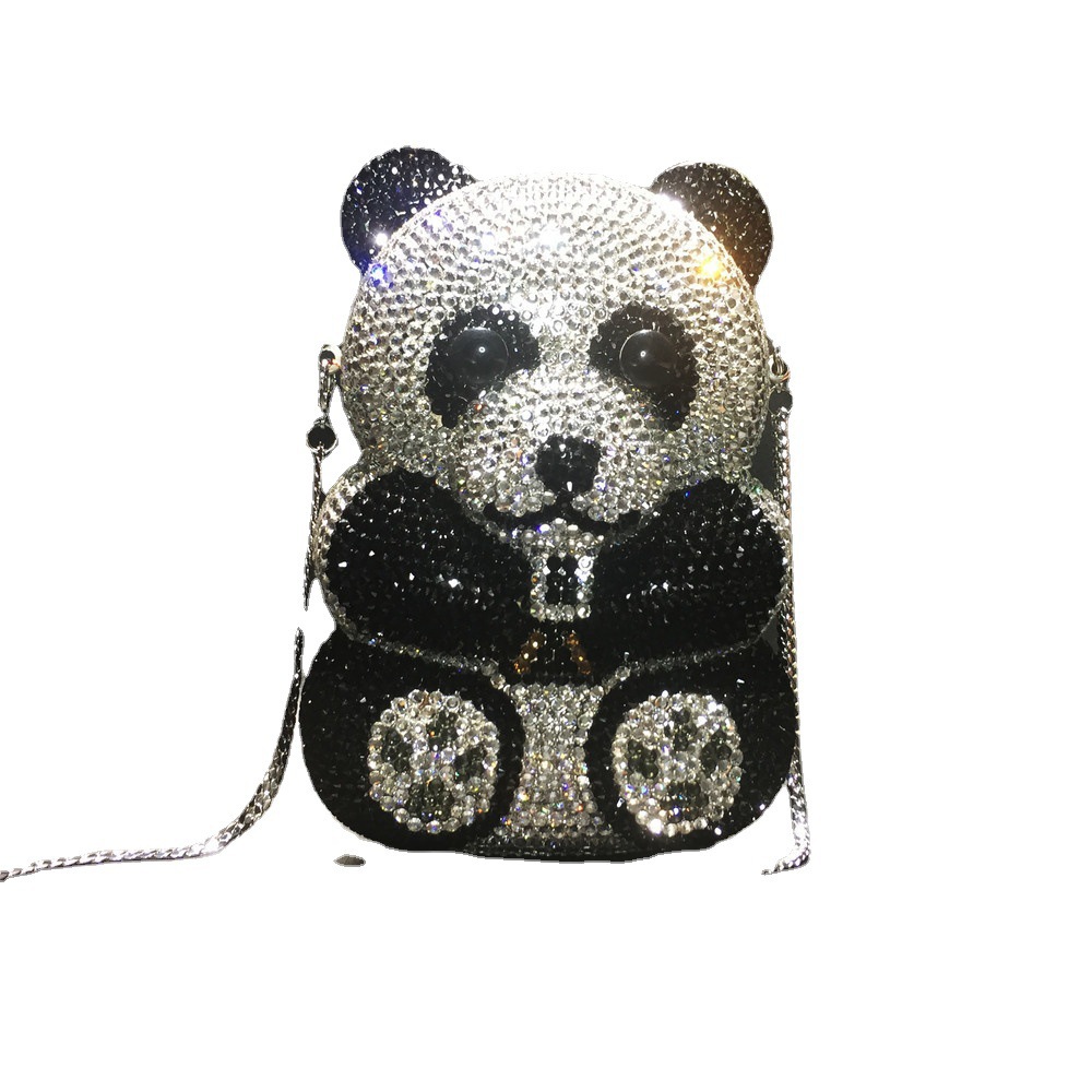 BL116 panda bolsas de diamante de dibujos animados animales cristal bolsas de cena de diamantes hechas a mano bolsas de diamantes bolsas de mano damas