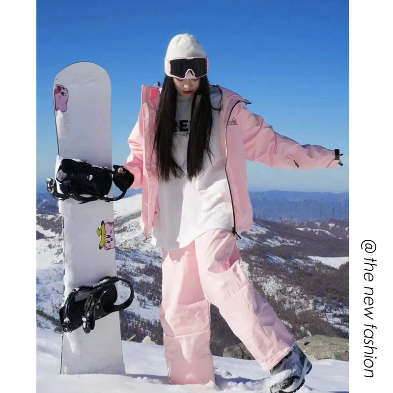 Горнолыжный курорт Оптовая зимняя мужская и женская пара ветрозащитная водонепроницаемая молния липучка теплая лыжная одежда набор