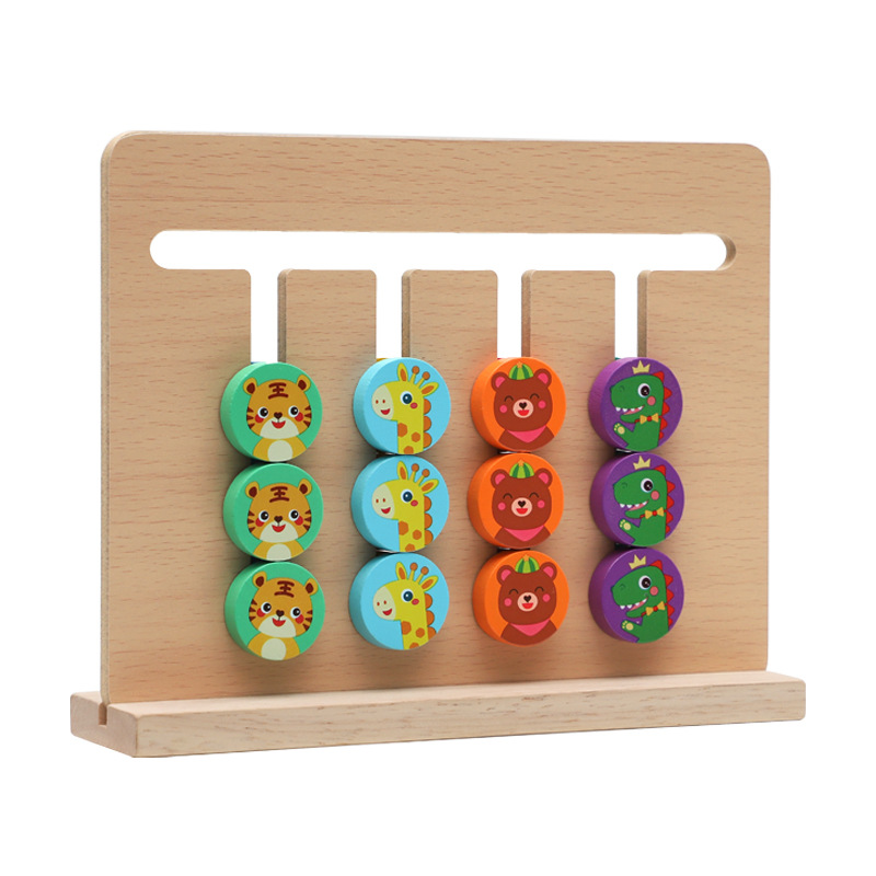 De cuatro colores de doble cara de Ajedrez de 3 a 6 años de edad, Montessori Educación Temprana juego de rompecabezas de pensamiento lógico entrenamiento juguetes de entrenamiento