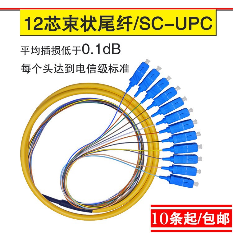 12芯束状尾纤SC/LC/FC UPC方头单模光纤线尾纤线圆头熔纤盘电信级