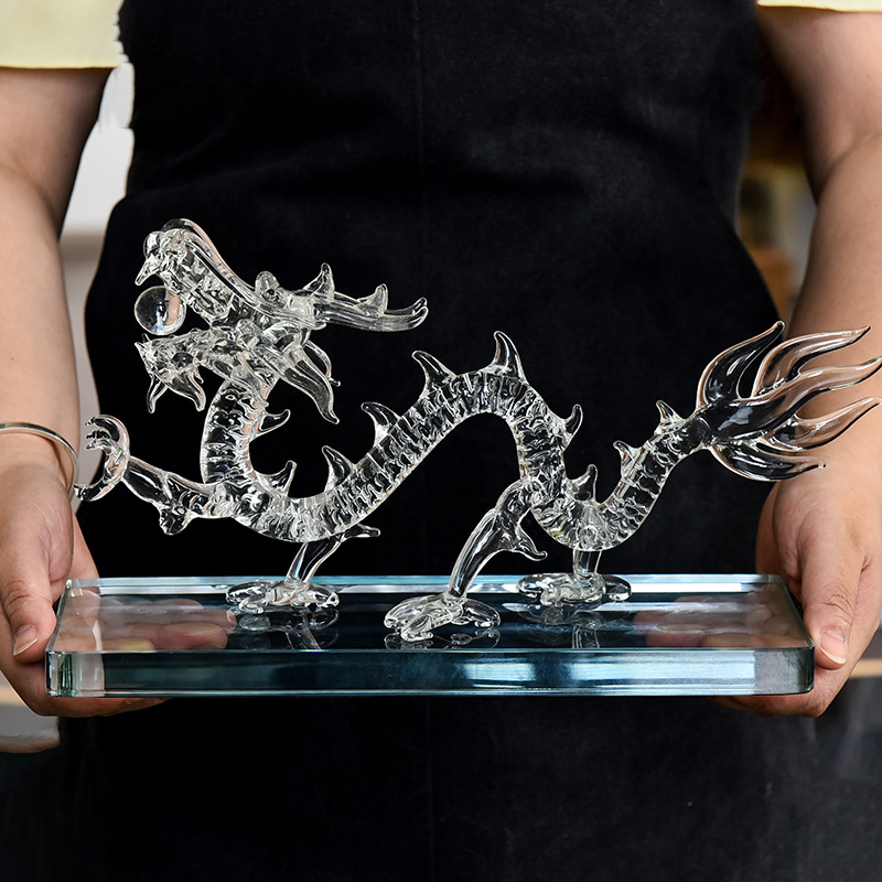 Cristal de cristal artesanía decoración del hogar adornos animales temperamento Tenglong doce Zodiaco regalo cumpleaños