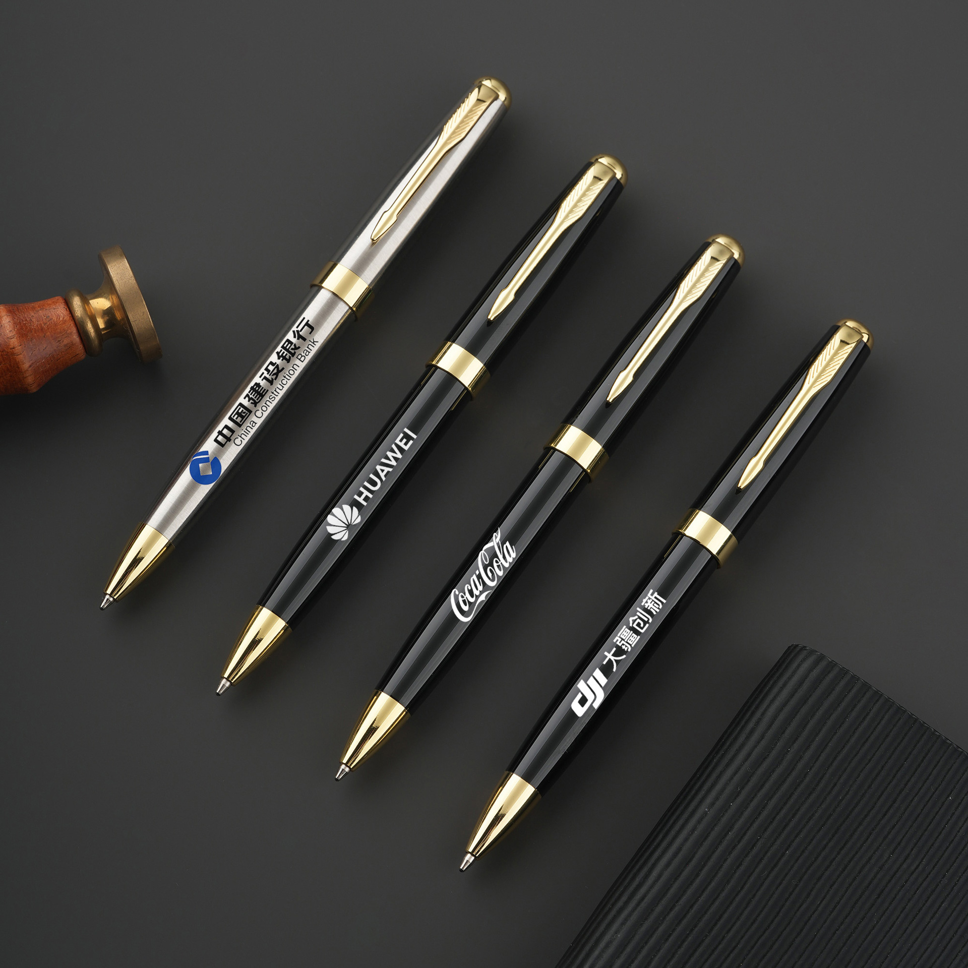 Oficina de negocios de alta calidad rotativa pluma de bolas de metal publicitaria de regalo de gran capacidad 1.0 pluma imprimible LOGO