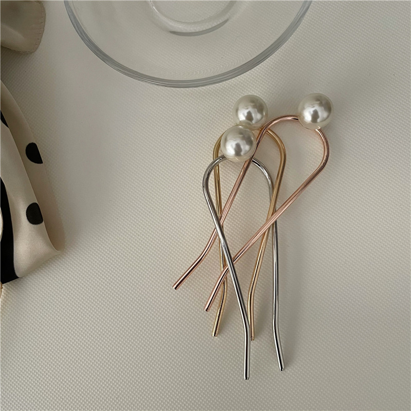 Simple Style Geometric Alloy Artificial Pearls Hairpin display picture 3