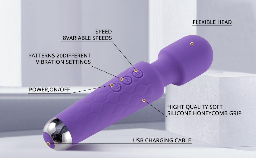 20-Frequency Vibrating AV Wand Prostate Massager, Silicone, Electric Button Control — detail image 8