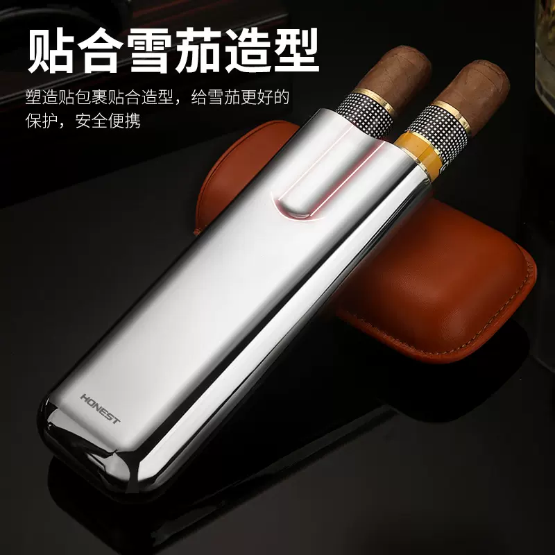 百诚2024真皮头层皮雪茄套雪茄管户外便携短途雪茄保护套礼盒装潮