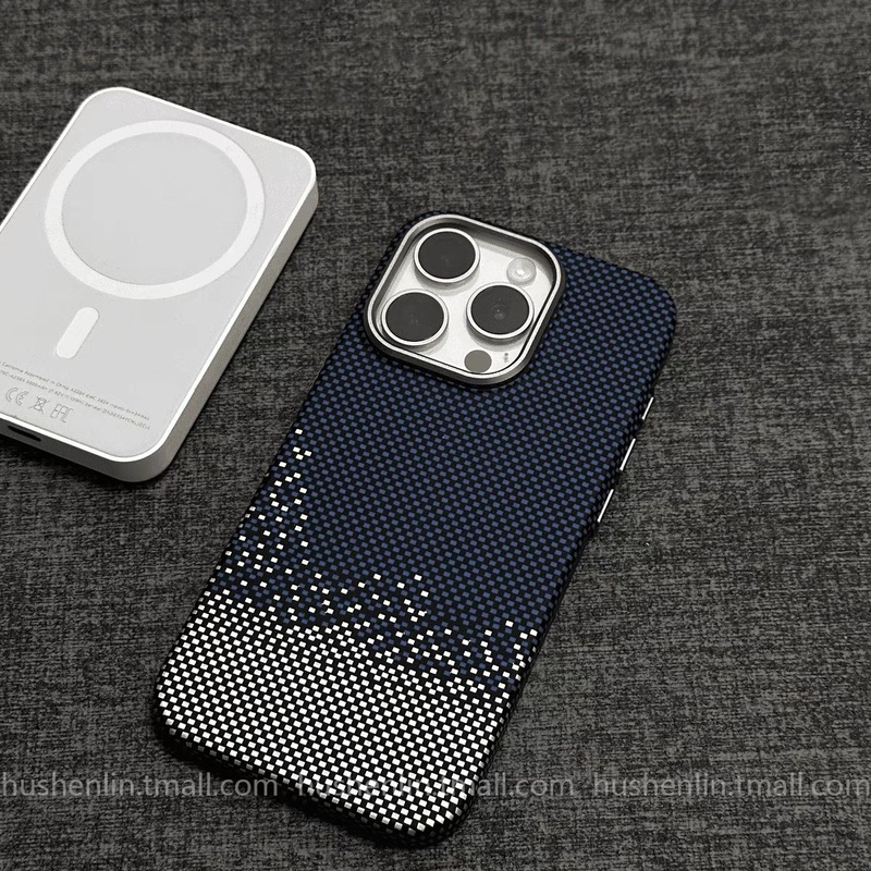 Magsafe 磁気カーボンファイバーパターンケブラー柄 iPhone16promax 携帯電話ケース Apple 15 ハードに適しています|undefined