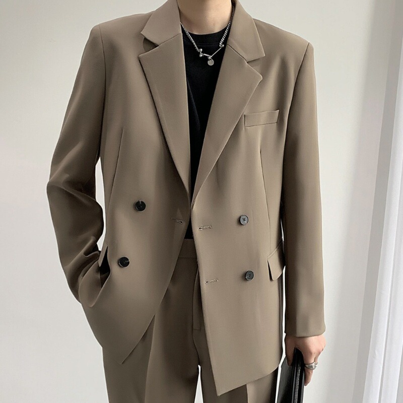 Casual Suit Jacket Men's Spring and Autumn Dk Uniform Top Korean Loose Fashionable Retro Single Suit Top Trendy
