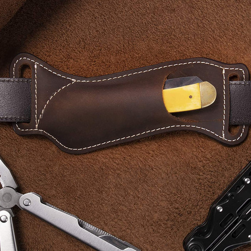 Cross-border folding knife sheath, leather pouch storage, outdoor knife storage sheath, knife case, waist-hanging folding knife sheath
