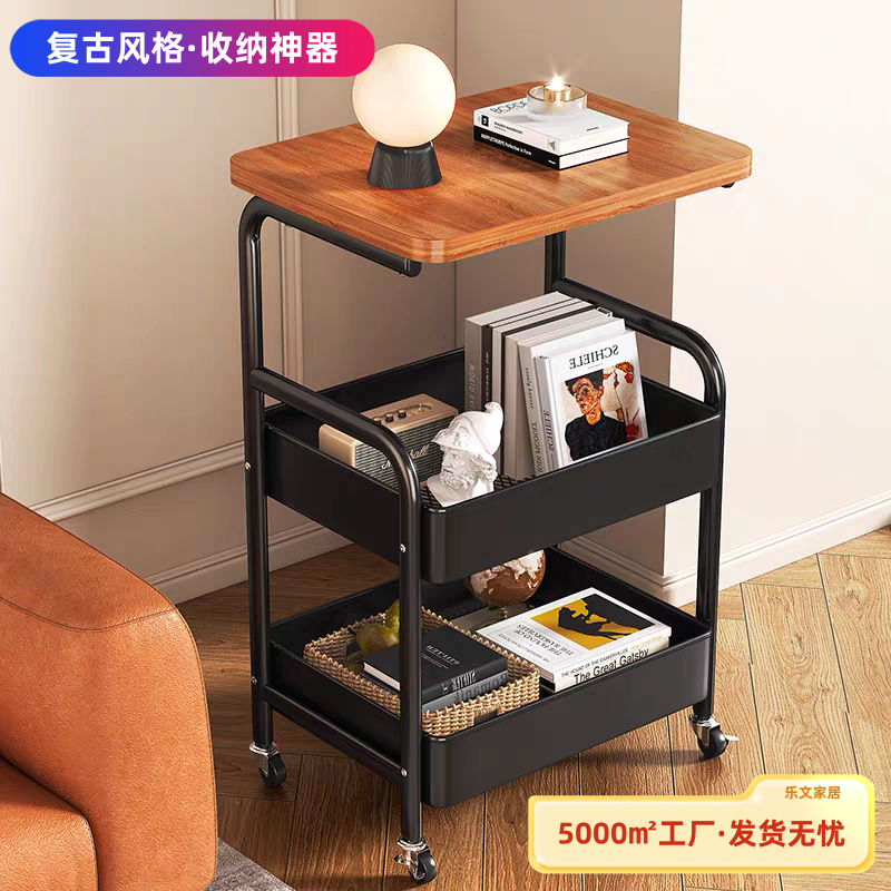 Second-Hand Movable Trolley Storage Rack Bedside Table Living Room Sofa Side Table Coffee Table Snack Storage Rack