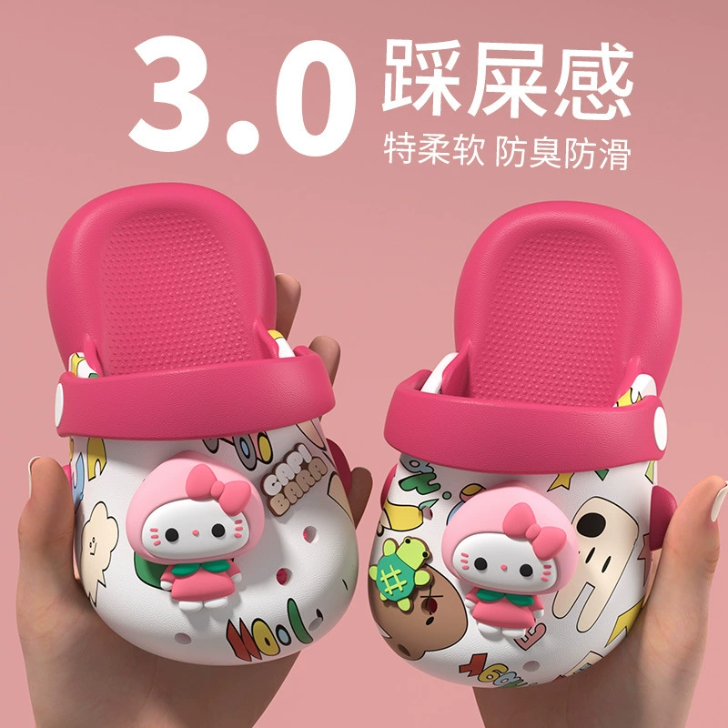 Детские модные мультяшные тапочки в стиле Crocs милые мюли пляжные легкие мужские тапочки
