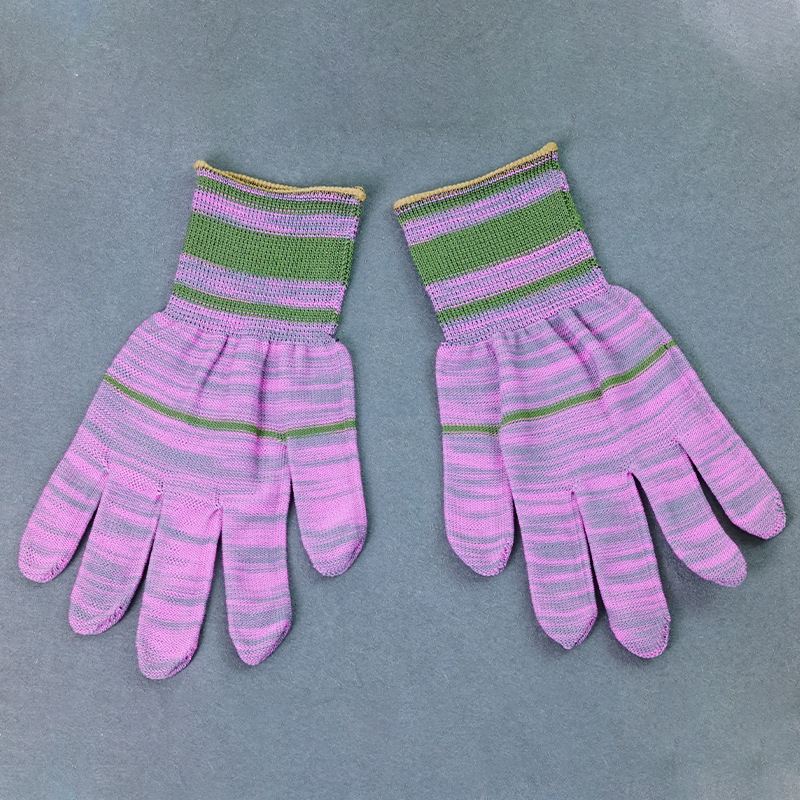 Nylon two-color electronic light and thin breathable knitted non-slip gloves dust-free 3