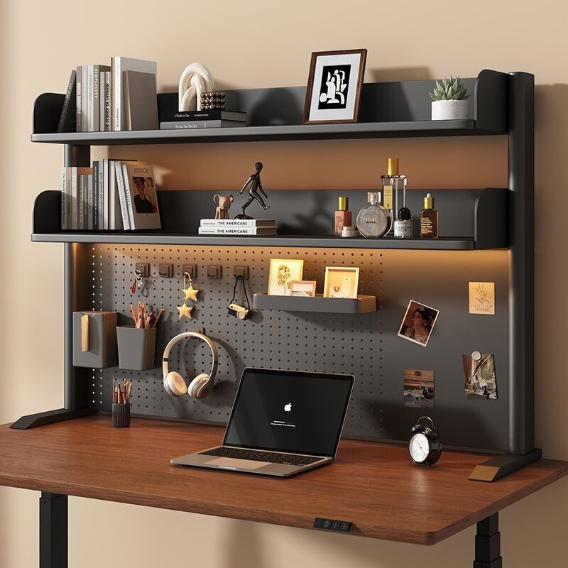 Desktop pegboard storage rack for office desks, student desks, and computers; can be placed on a desk as a bookshelf; multi-layer iron storage rack