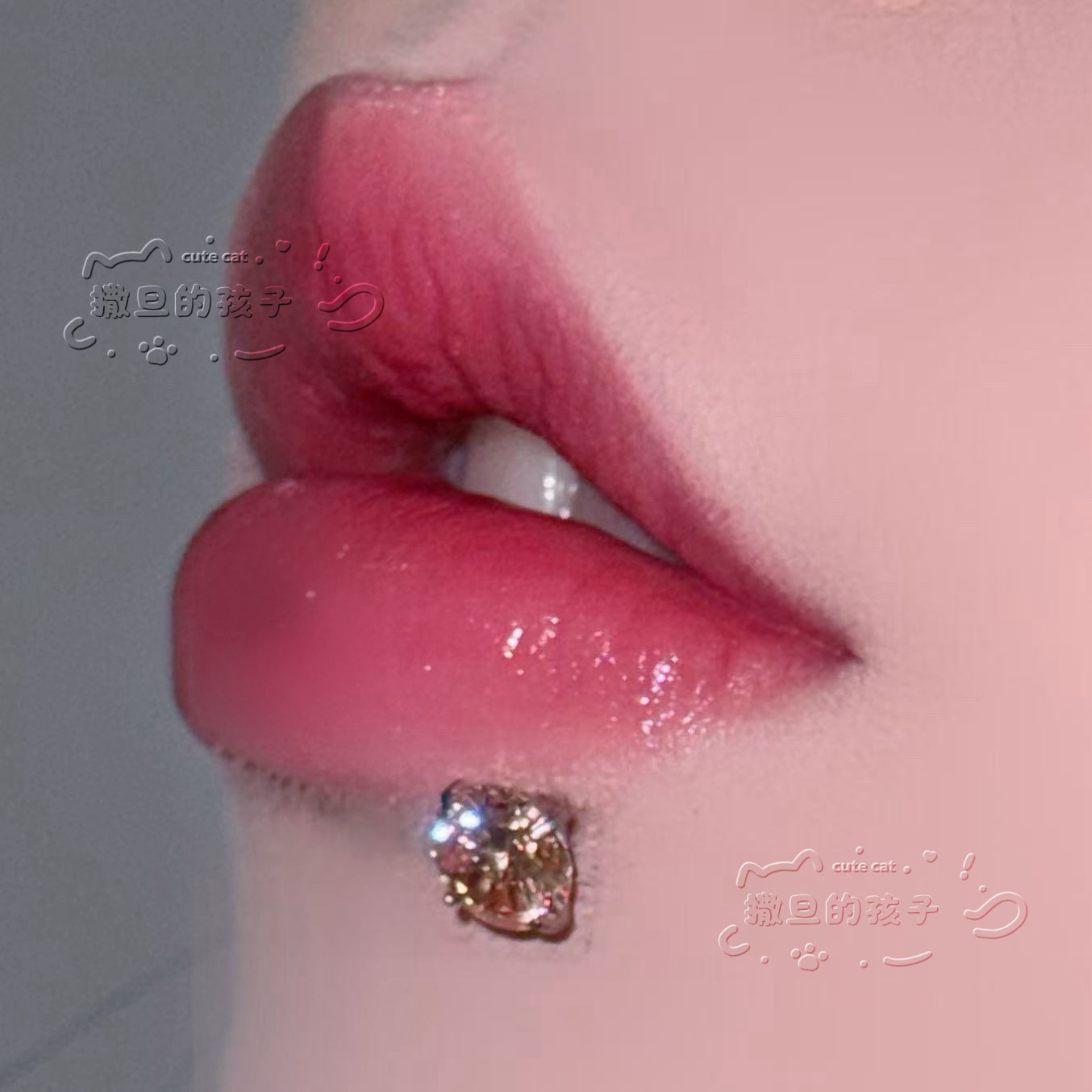 Satan's Child Senior Art Student F136 Titanium Alloy Lip Stud Big Sparkling Diamond Lip Piercing Ring Ear Cartilage Stud detail image 10
