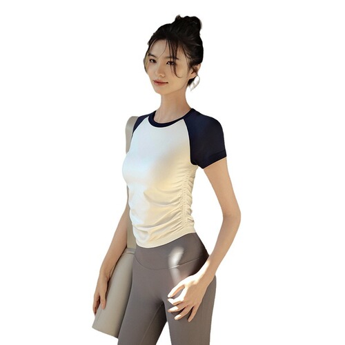Yoga wear summer sports tops for women, high-end, slim, short-sleeved T-shirts, quick-drying breathable running fitness clothes