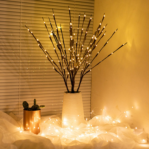 LED仿真树枝彩灯ins圣诞房间卧室布置创意小夜灯清吧民宿装饰灯串