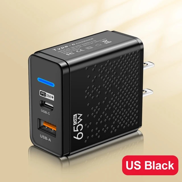 USB + PD cargador de doble puerto con lámpara LED, cabeza de carga rápida, carga de viaje, cabeza de carga de viaje, estándar de EE.UU., estándar de Europa, estándar de Reino Unido