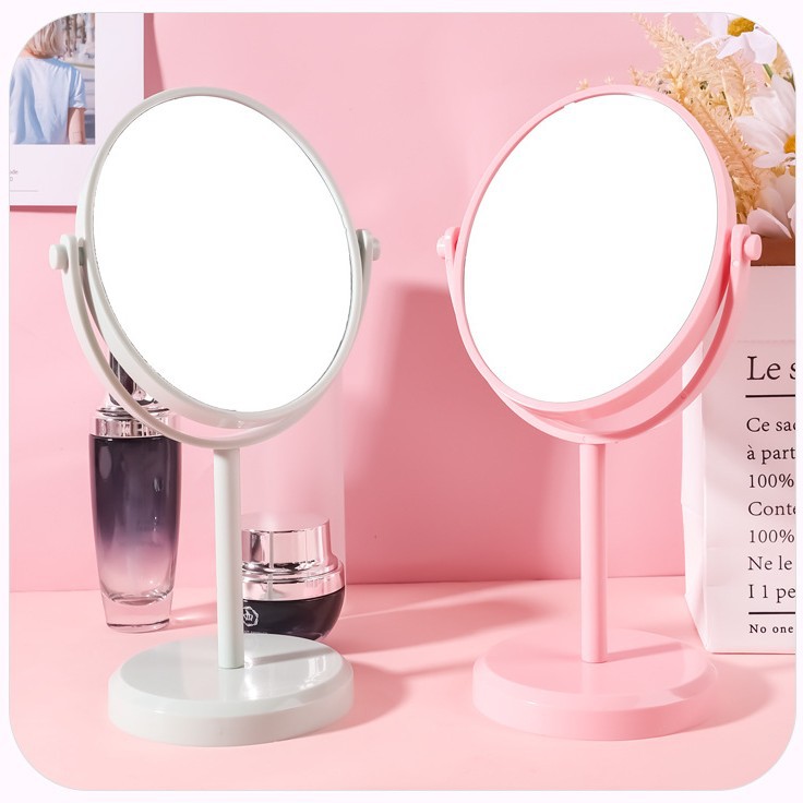 Espejo de escritorio de maquillaje para el hogar de doble cara ampliado para el salón de belleza de cabeza negra de alta sensación de dormitorio de estudiantes espejo de escritorio