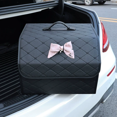 Cross-Border Car Trunk Storage, Car storage bag/box - pink-love-bow-large-size-black
