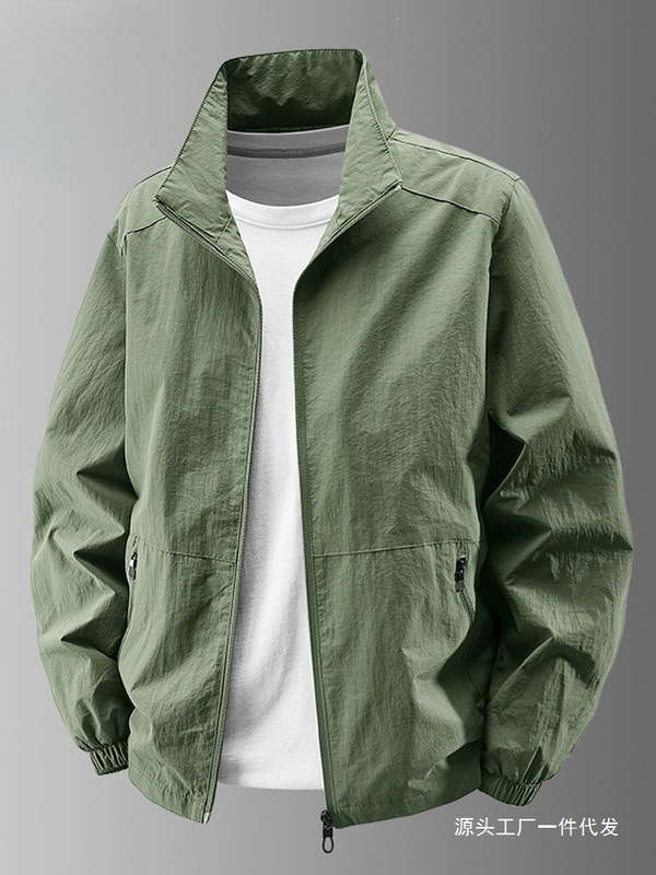 Men's spring and autumn thin jacket, versatile casual stand-up collar sports jacket, windproof breathable soft shell jacket in stock Men's spring and autumn thin jacket, versatile casual stand-up collar sports jacket, windproof breathable soft shell jacket in stock