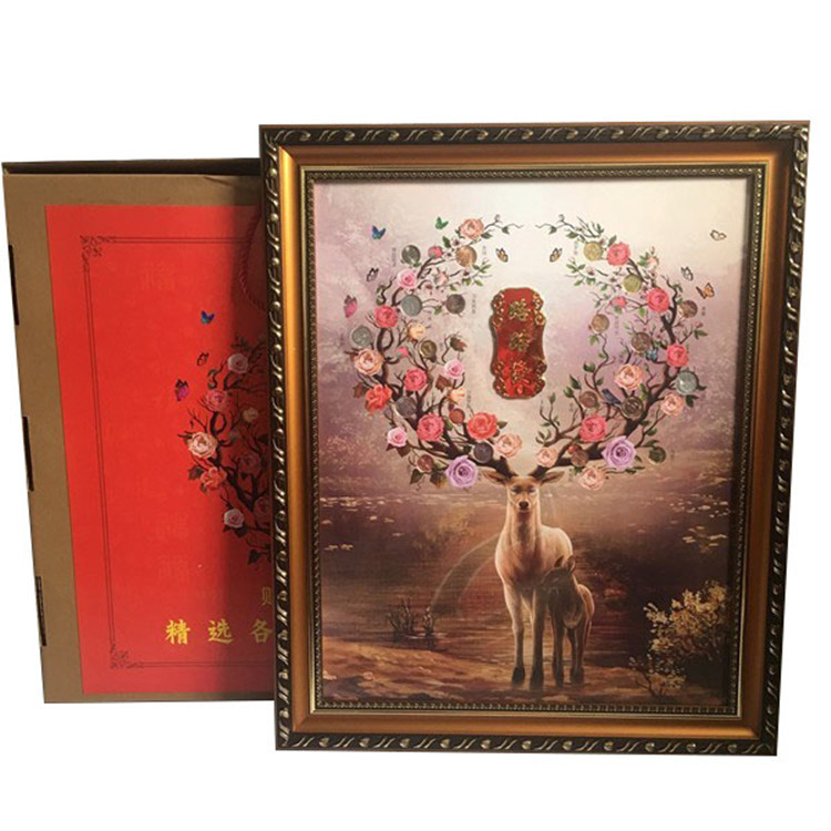 世界花卉有钱花纪念币路路发壁画壁挂20枚硬币会销保险礼品赠送品
