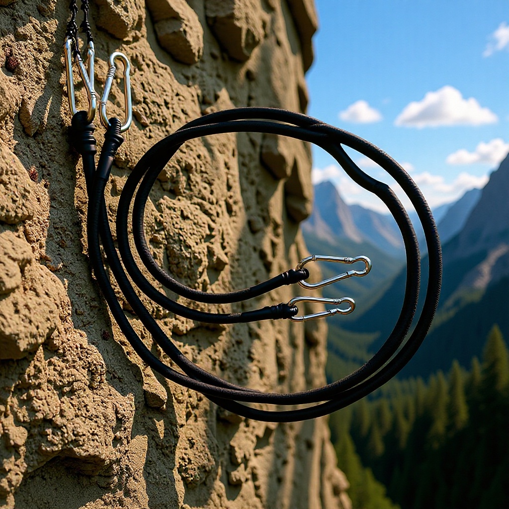 Outdoor Climbing Carabiner Elastic Rope 8mm Thick Elastic Rope Luggage Strap Tent Rope Hook Camping Clothesline