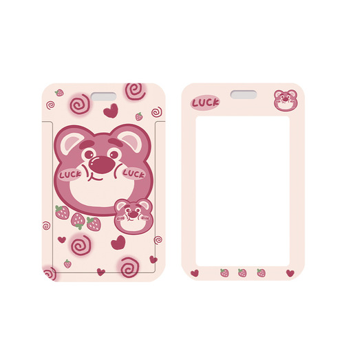 Cross-border foreign trade cute strawberry bear cartoon card sleeve student access card game card kindergarten pick-up card protective sleeve