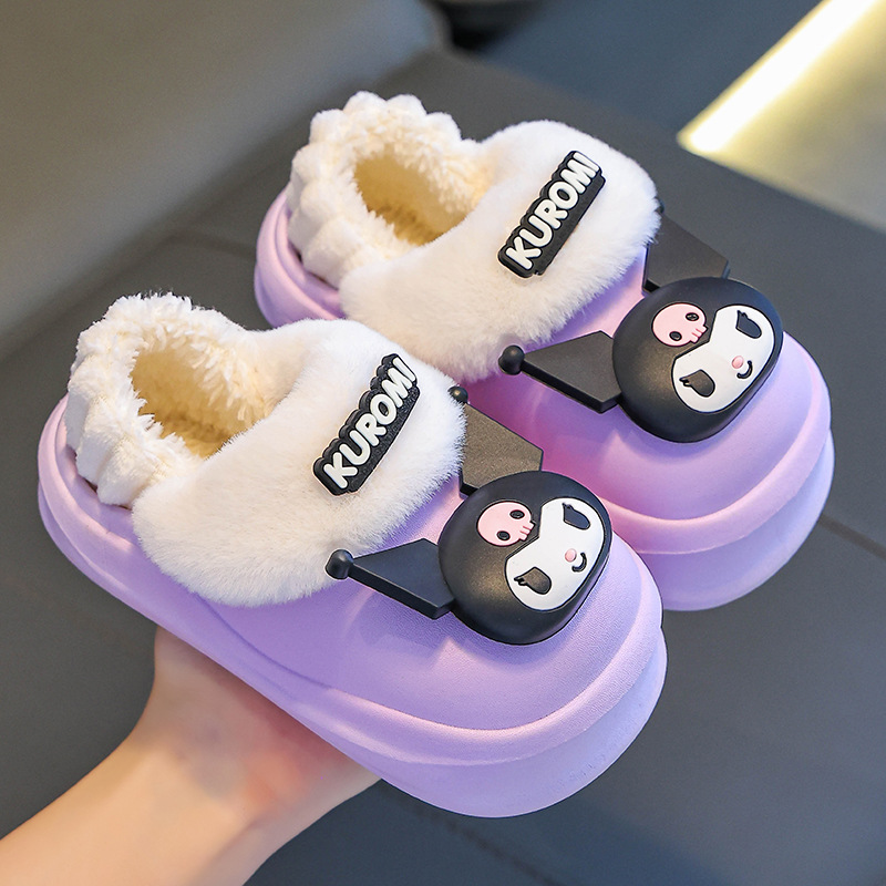 Sanliou zapatillas de algodón para niños de invierno para niños y niñas cálidas y pelusa para el hogar, bolsas de bebé, zapatos de talón de algodón