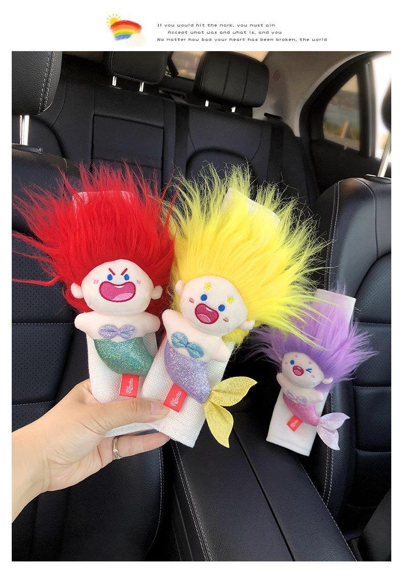 The United States blew up the mermaid car seat belt shoulder pad cotton doll doll car ornaments car decoration women