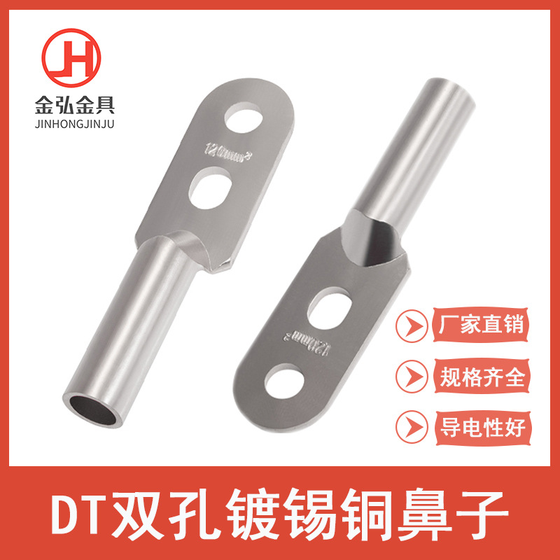 双孔铜鼻子DTS-25-400mm国标两孔镀锡铜鼻紫铜双眼线鼻堵油铜端子