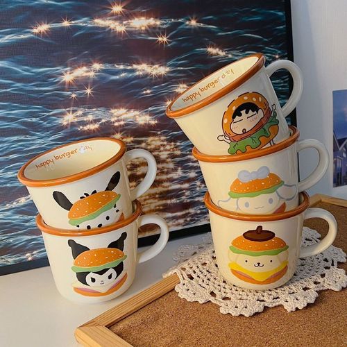 Korean retro bear puppy ceramic cup girl heart cartoon mug couple breakfast water cup milk cup