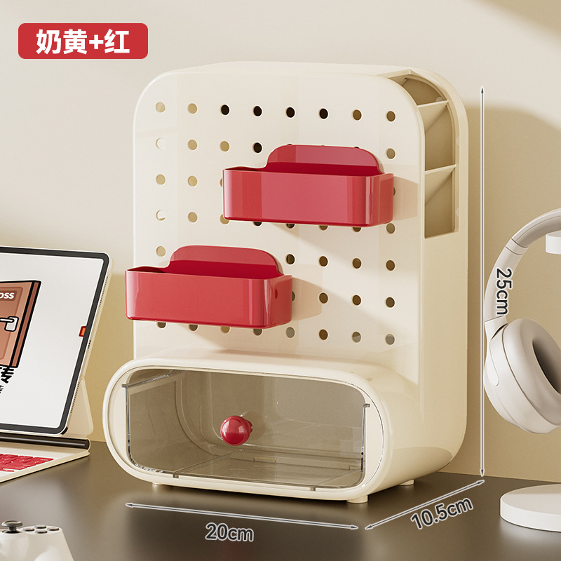Caja de almacenamiento de escritorio para el hogar, tablero de agujero, cajón, oficina de estudiantes, escritorio multifuncional, estante de almacenamiento de acabado de papelería
