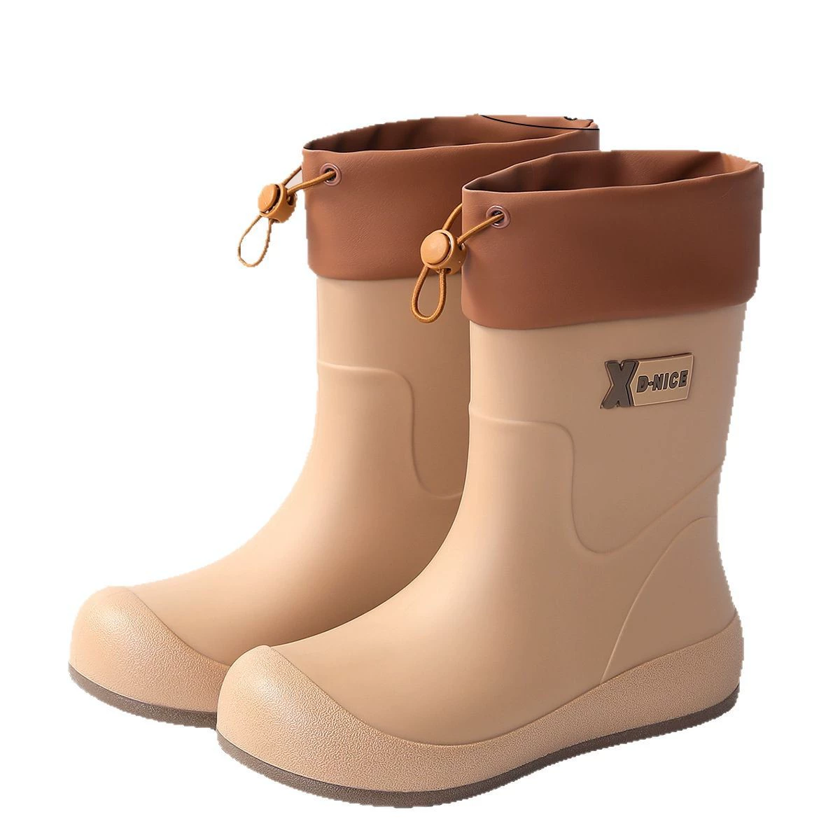 Waterproof short boots 338, elastic drawstring cuff, removable warm liner, non‑slip sole