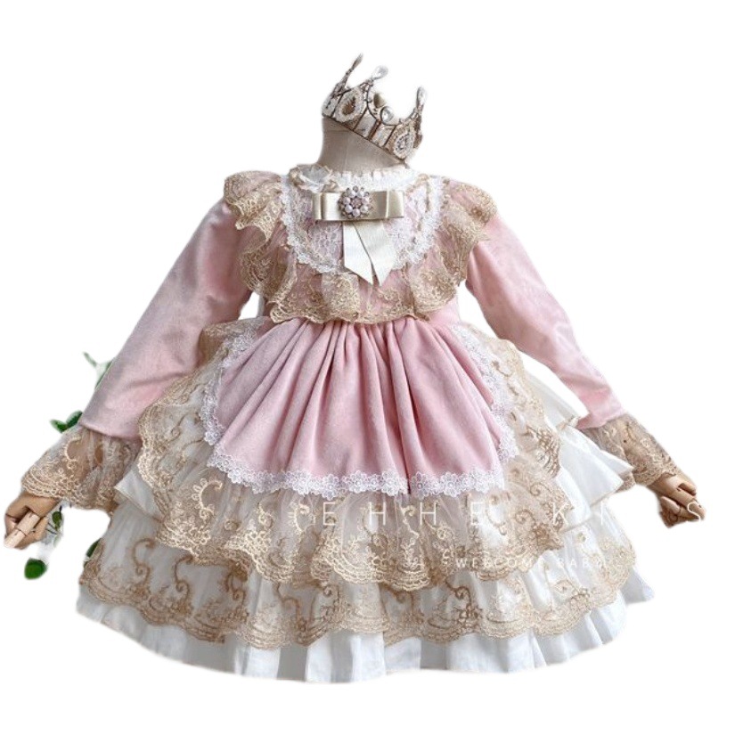 Chica española corte viento vestido otoño verano inflado princesa falda Lolita vestido cumpleaños vestido de Navidad vestido