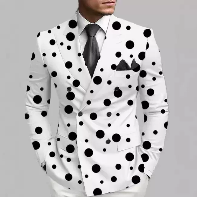 跨境新款外贸男士印花后双侧开叉西服外套 都市时尚修身休闲西服