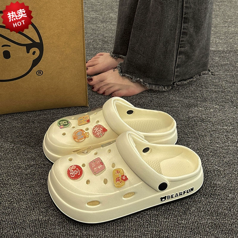 Обувь с толстым дном для женщин 2024 новый летом носить нескользящие на пляже