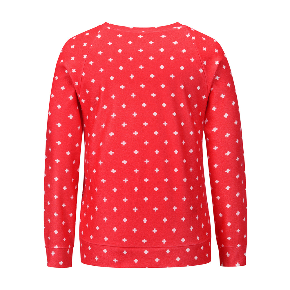 Women s Christmas Printed Long Sleeve Fleece Sweatershirt nihaostyles clothing wholesale NSHYG76287